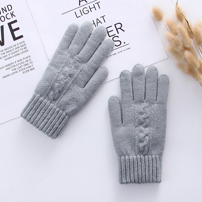 Kvinder handsker vinter berøringsskærm hold varme kørehandsker luvas modis de inverno guantes invierno guantes mujer moda: Aske twist