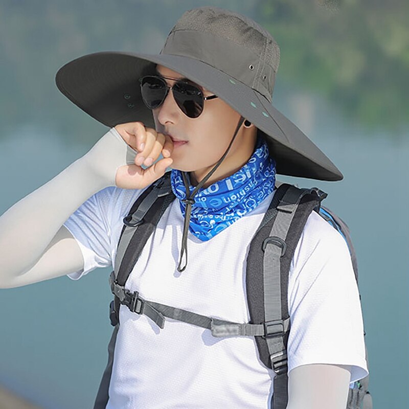 Flap Hoed Outdoor Flap Cap Brede Rand Zonnescherm Winddicht Sneldrogend Gezichtsmasker Oor Neck Cover Visser Emmer Hoed nylon