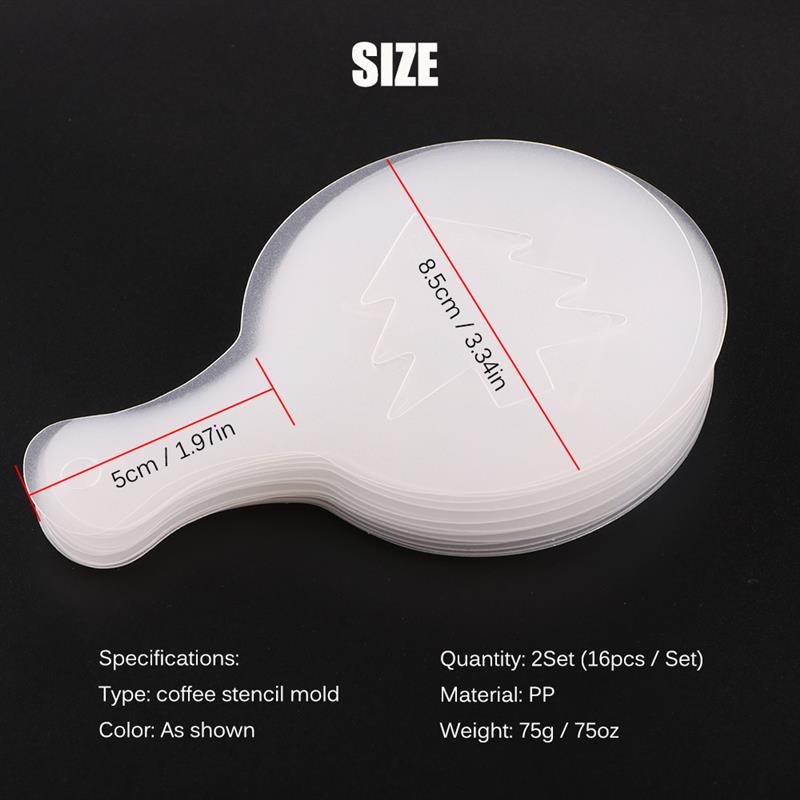 32pcs PP Fancy Coffee Printing Model Cafe Foam Spray Template Barista Stencils Decoration Tools