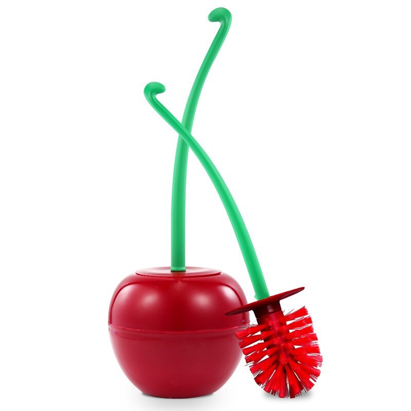 Brosse wc mignonne en forme de cerise, kit pour toilettes, brosse pour toilettes et toilettes, accessoire de nettoyage