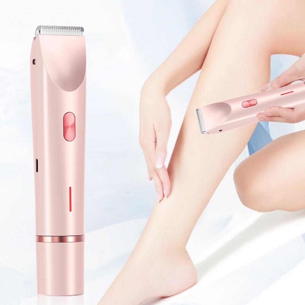 Kvinders dobbelthovedet elektrisk barbermaskine usb genopladelig bærbar ansigt krop bikiniområde arm ben hårfjerning barbermaskine epilator trimmer