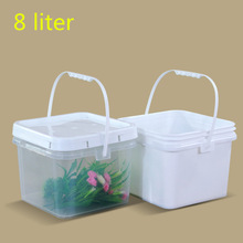 8L Vierkante Plastic Emmer Met Handvat En Deksel Multipurpose Storage Container Voor Yoghurt/Ijs/Granen/Voedsel 2 Stks/partij
