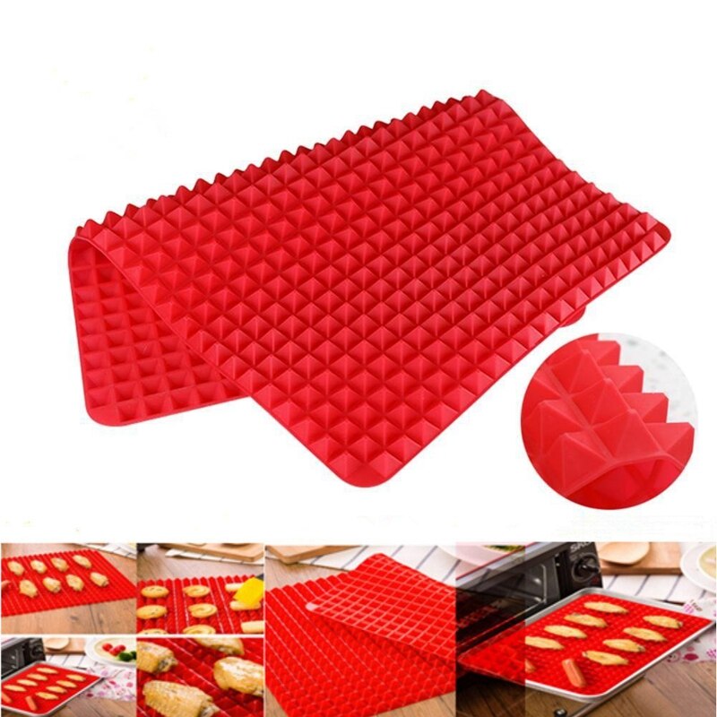 1 STKS Rode Siliconen Piramide Bakken Mat Bakvormen Pannen Mat hittebestendig Koken Oven Mat Bakken Pad Siliconen Roosteren Mat Keuken