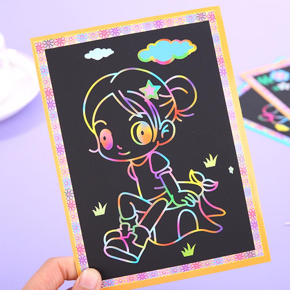 10Pcs Magic Schrapen Papers Art Doodle Pad Kinderen Creatieve Diy Early Educatief Creatieve Tekening Speelgoed Voor Kinderen