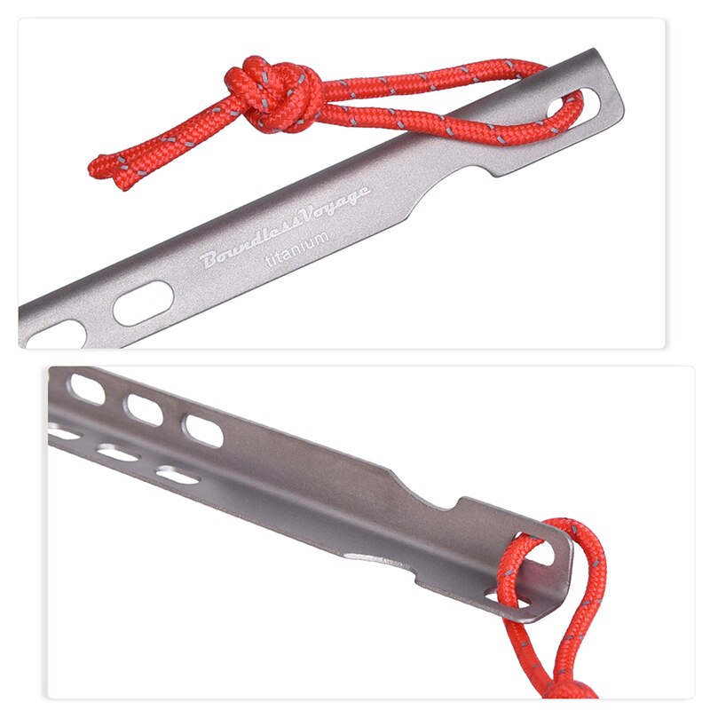 Leichte titan-zeltnägel, v-förmig, mit seil, campingausrüstung, wanderausrüstung, outdoor-reisezeltzubehör, 165mm stück