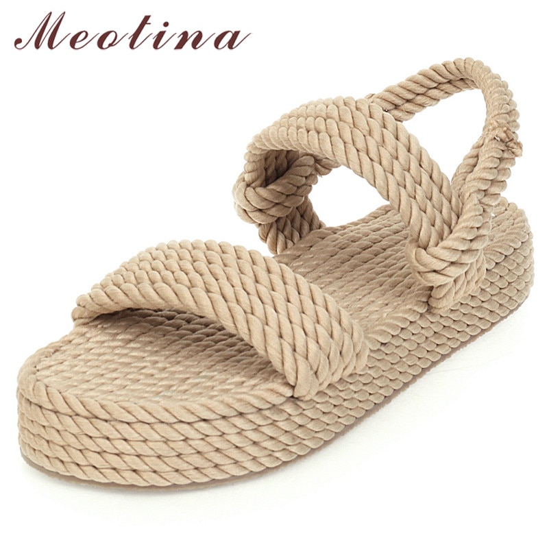 Meotina été sandales chaussures femmes Espadrille plate-forme chaussures de plage décontracté bout ouvert sandales chaussures pour dames grande taille 35-43