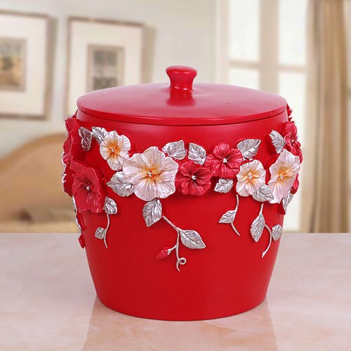 European desktop coffee table mini storage bin trash can small home storage tube garden round flower bucket garbage cans: E