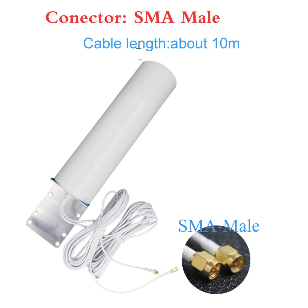 4g lte antena 3g 4g antena SMA-M antena exterior com 10m medidor sma macho crc9 ts9 conector para 3g 4g roteador modem: SMA-M-10Meter