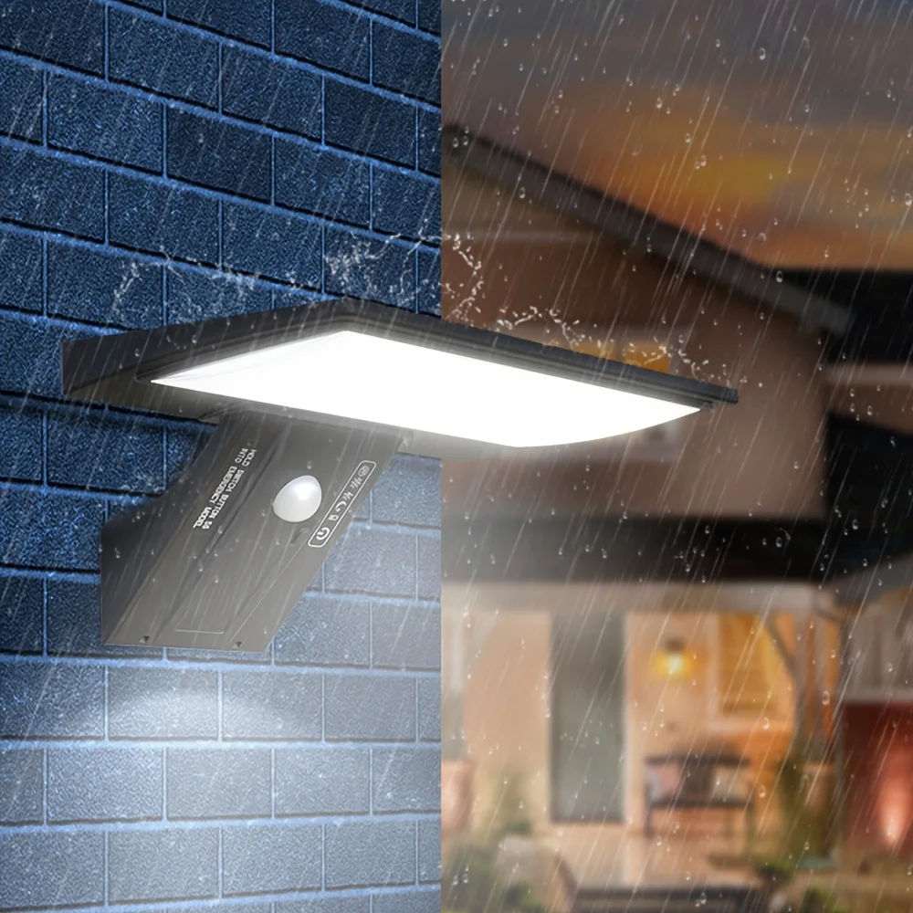 Luzes solares ao ar livre sensor de movimento com controle de segurança inundação luz à prova dwaterproof água 4 modos 90 leds luzes de parede para varanda quintal jardim
