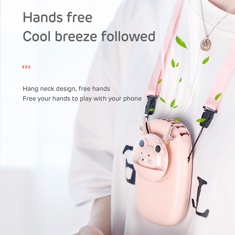 Neck Fan - Bladeless Wearable Fan - 1800mAh Battery - Low Noise - Cartoon Pet Design