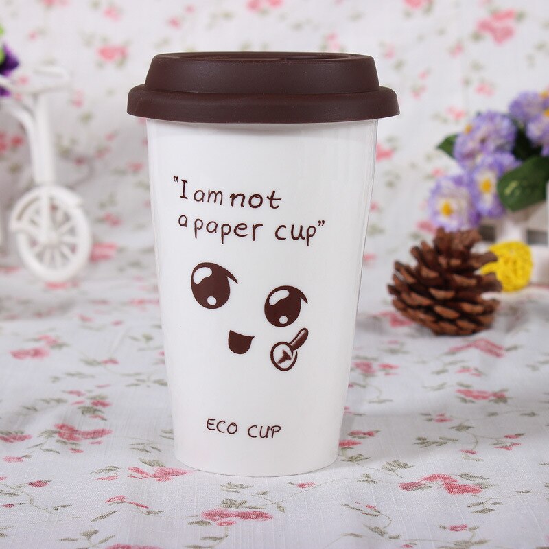 Travel Mug Ceramic Double Layer Mug L Coffee Cup with Silicone Cover