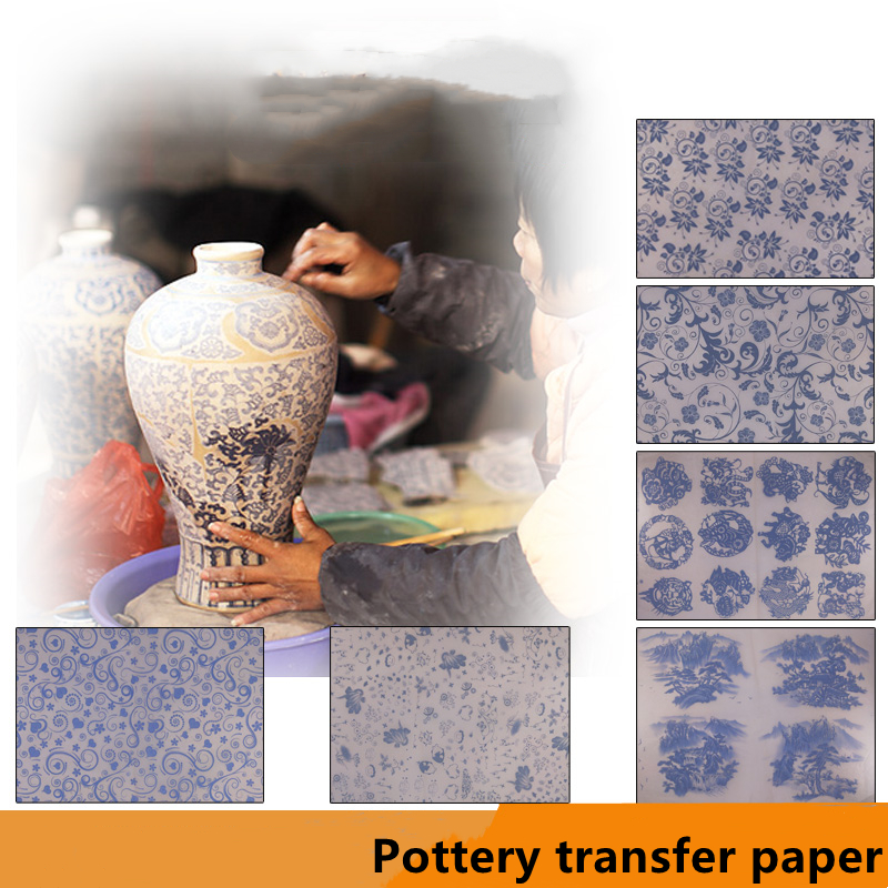Jingdezhen – papier de transfert d&#39;argile, poterie céramique, glaçure sous glaçure, fleurs colorées, papier autocollant haute température, bricolage, 1 pièce