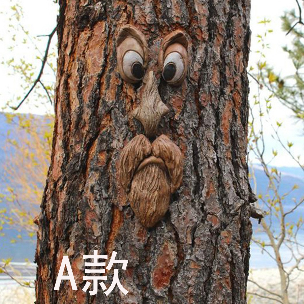 Drôle vieil homme arbre visage Hugger jardin Art extérieur arbre amusant écorce fantôme visage Sculpture fantaisiste arbre visage jardin décoration: Rose