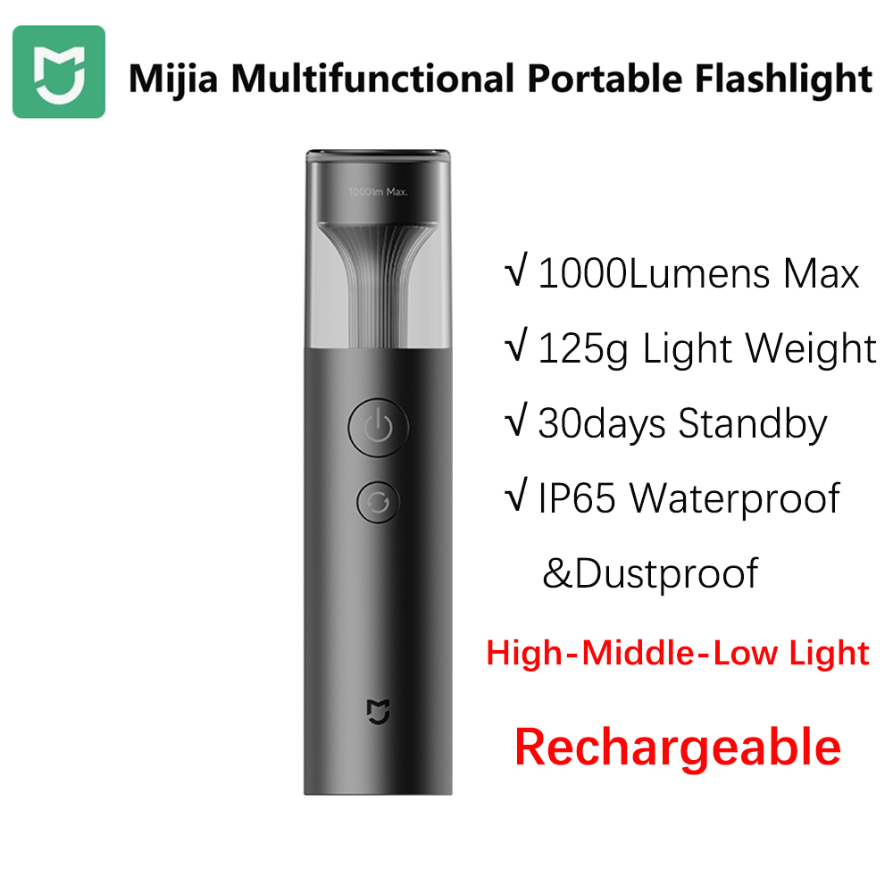 Xiaomi Mijia lampe de poche multi fonctionnelle 4in1 Rechargeable 3100mAh 1000 lumen IP65 étanche lumière de secours extérieure
