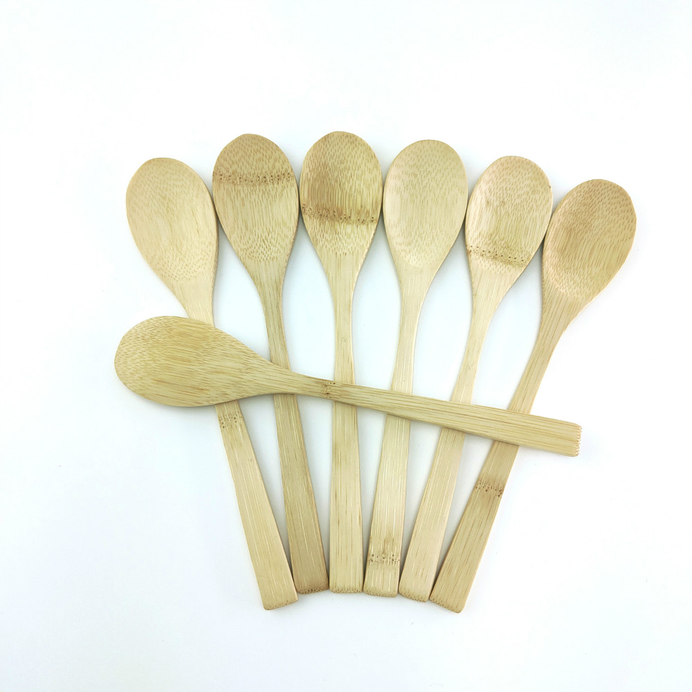 Organic bamboo Wood Cutlery Natural Bamboo Spoon Coconut Palm Coconut Spoon for Coconut shell bowl Bamboo Spoon Cutlery: 7pcs 20cm spoon