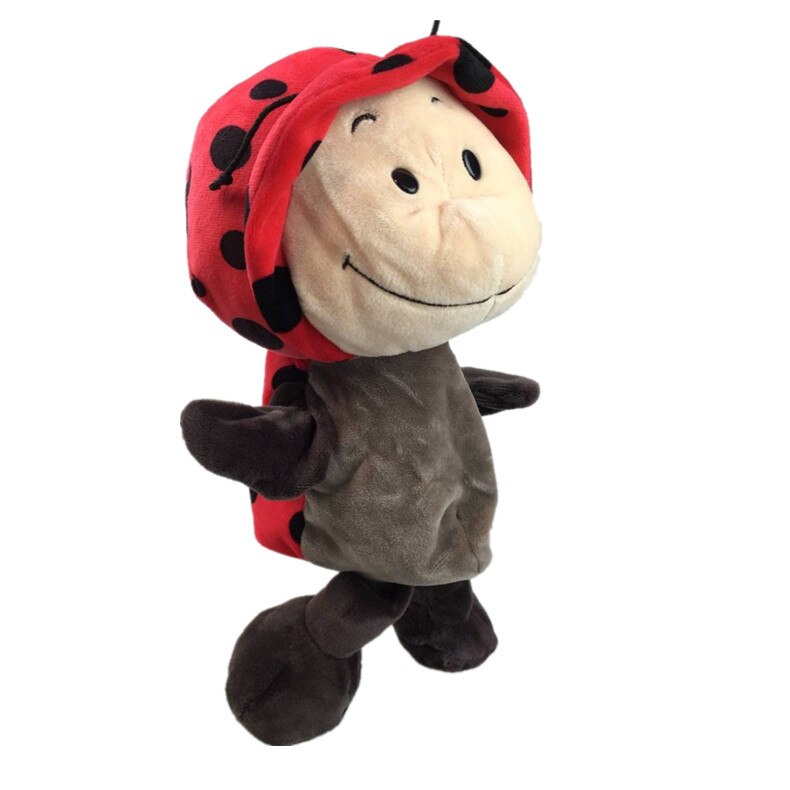 Nice Sexy Cute Cartoon Plush Daby Toy Nici Hippo Ladybug Wolf Giraffe Raccoon Crocodile Stereo Hand Puppet Daby Telling Story: ladybird