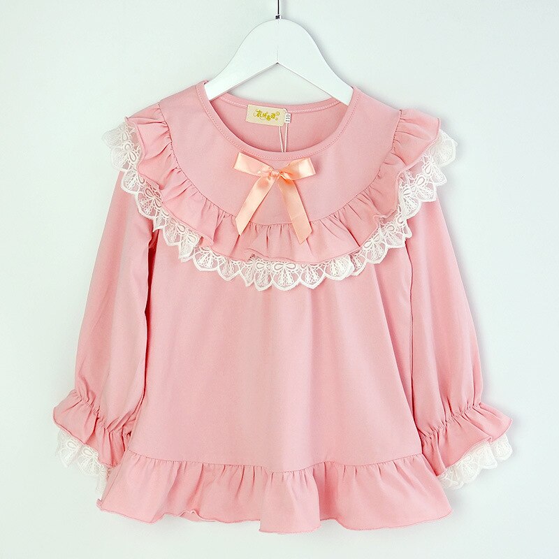 Autumn Girl Pajama Set Kids Home Cloth Girls Pyjamas Cotton Long Sleeve Lace Cute for Children Princess Retro Sleepwear