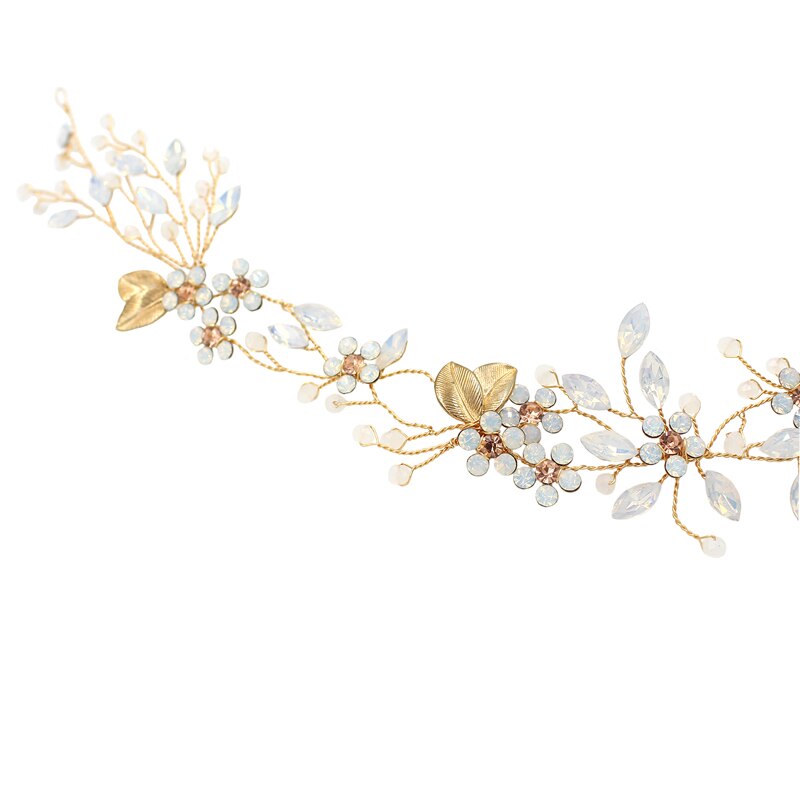 O347, diadema Vintage Floral para mujer Cristal de hadas, diadema hecha a mano, accesorios para el cabello, tocado de novia dorado