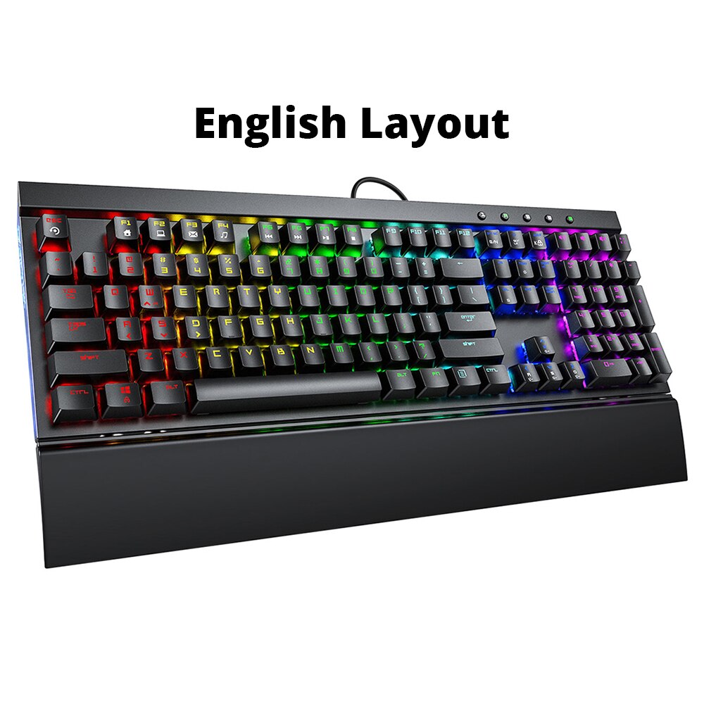 PICTEK PC248 Gaming Mechanical Keyboards Blue Switch Wired Keyboard With Rest Wrist Anti-ghosting RGB Backlit For PC Gamer Win: English Layout