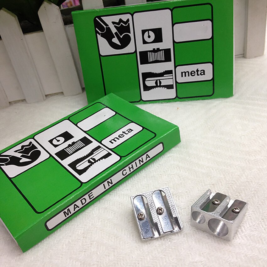 1PC Aluminum Pencil Sharpener Double Holes Beveled Metal Pencil Sharpener Manual Pencil Sharpener Student Supplies