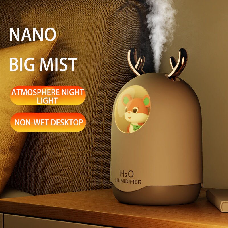 USB portatile nebulizzatore freddo aromaterapia diffusore di olio essenziale umidificazione muta Mini umidificatore luce notturna 360ml