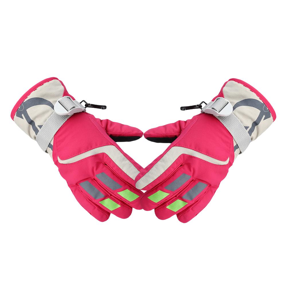 Kinderen Winter Sneeuw ski handschoenen voor jongens en meisjes winter koud en winddicht waterdicht antislip drie- laag warme outdoor: Pink