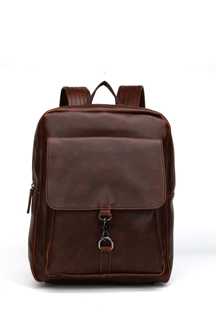 JONON-mochila de cuero sintético Vintage informal para hombre, morral de viaje, mochilas escolares de , bolso Unisex para ordenador portátil, bolso universitario de 13 pulgadas