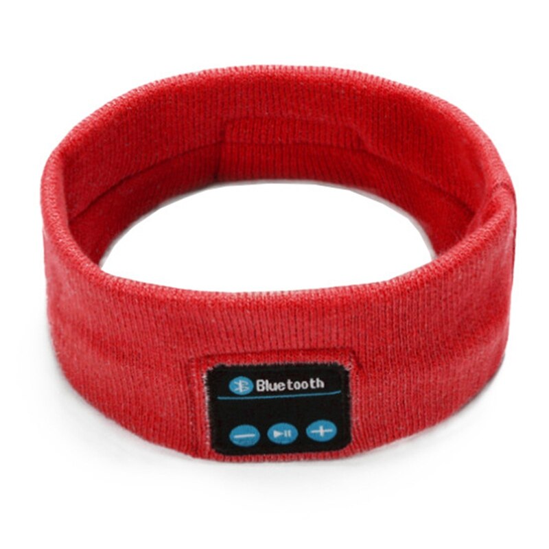 Wireless 5,0 elastic sports headband yoga fitness headset music headwear sleep headphones for side sleepers: Red