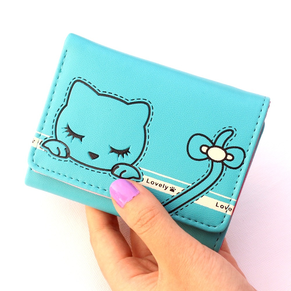 Cute Cartoon Wallets Leather Girls Wallets Short Wallet Student Coin Purse Card Holder Ladies Clutch Bag Female Purse