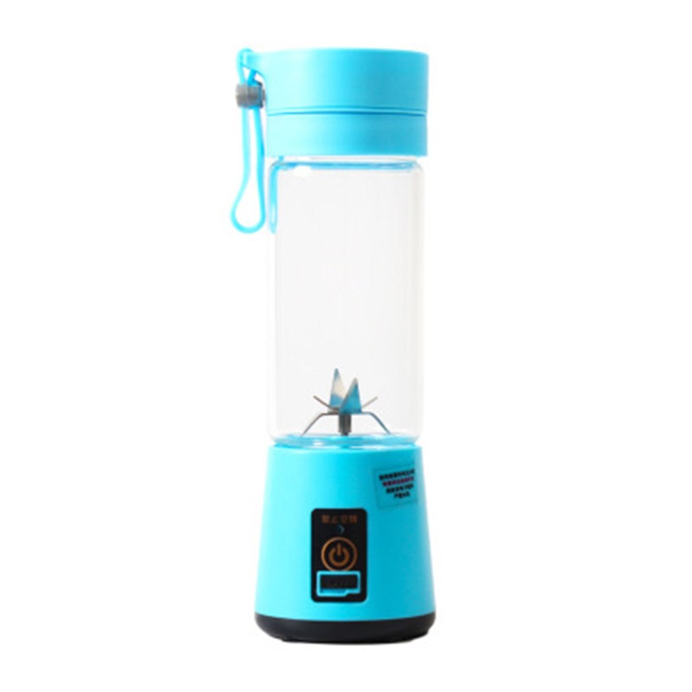 Exprimidor de frutas eléctrico USB portátil de tamaño portátil licuadora batidora recargable Mini taza de zumo portátil agua: Azul