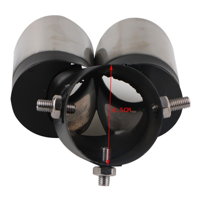 Silenciador de tubo de escape Universal de acero inoxidable curvado, salida Dual de 63mm, puntas de corte, accesorios cromados para coche