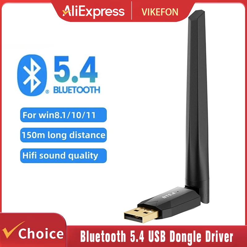 150m bluetooth 5.4 usb dongle driver livre para win11/10/8.1 mouse teclado receptor de áudio transmissor