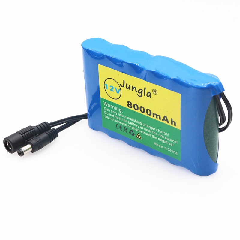 Original Portable Super 18650 Rechargeable Lithium Ion battery pack capacity DC 12 V 8000 Mah CCTV Cam Monitor+12.6V charger