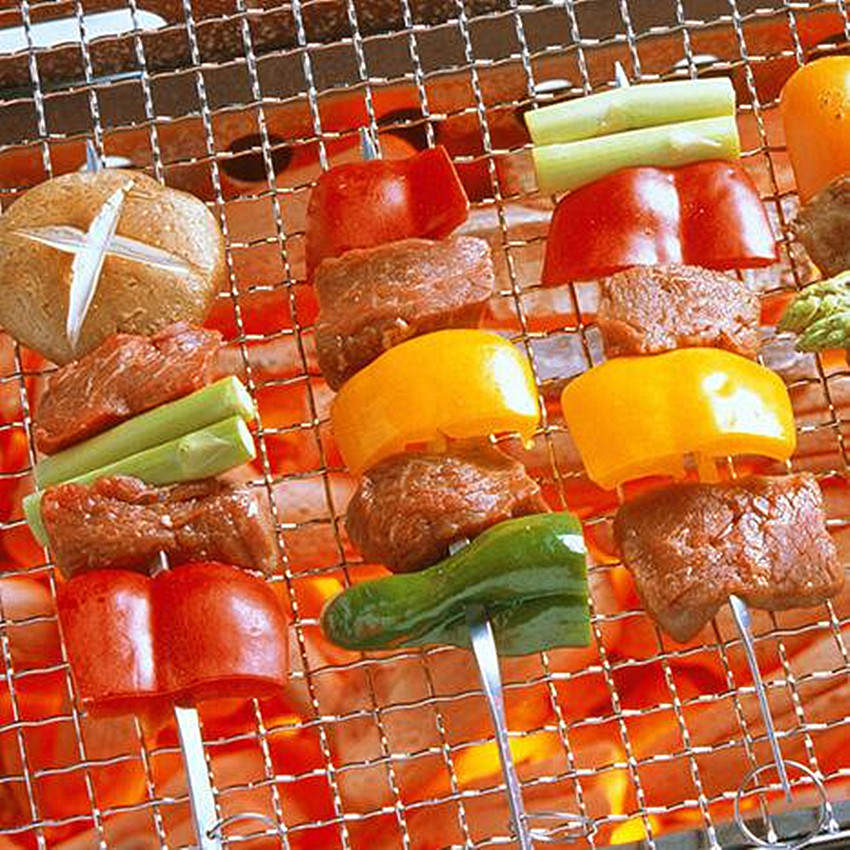 10Pcs Outdoor Picknick Rvs Bbq Barbecue Spies 34Cm Roast Stok Roestvrijstalen Naald Kebab Spies Machine