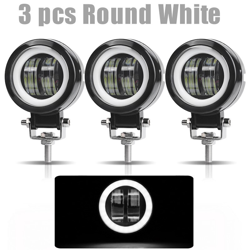 3 &quot; 7d led arbejdslys 20w kørelygter tågelygte kørelys hvid 6000k til biler motorcykel atv suv 12v 24v: 3 stk. rund hvid