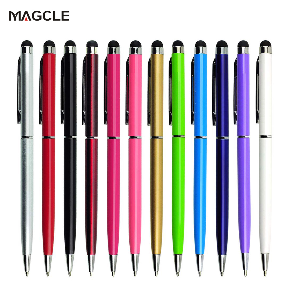 10 stks/set Universele 2 in 1 Metalen Stylus Pennen met Balpennen ру Font Touch Screen Pen voor Alle Capacitieve scherm