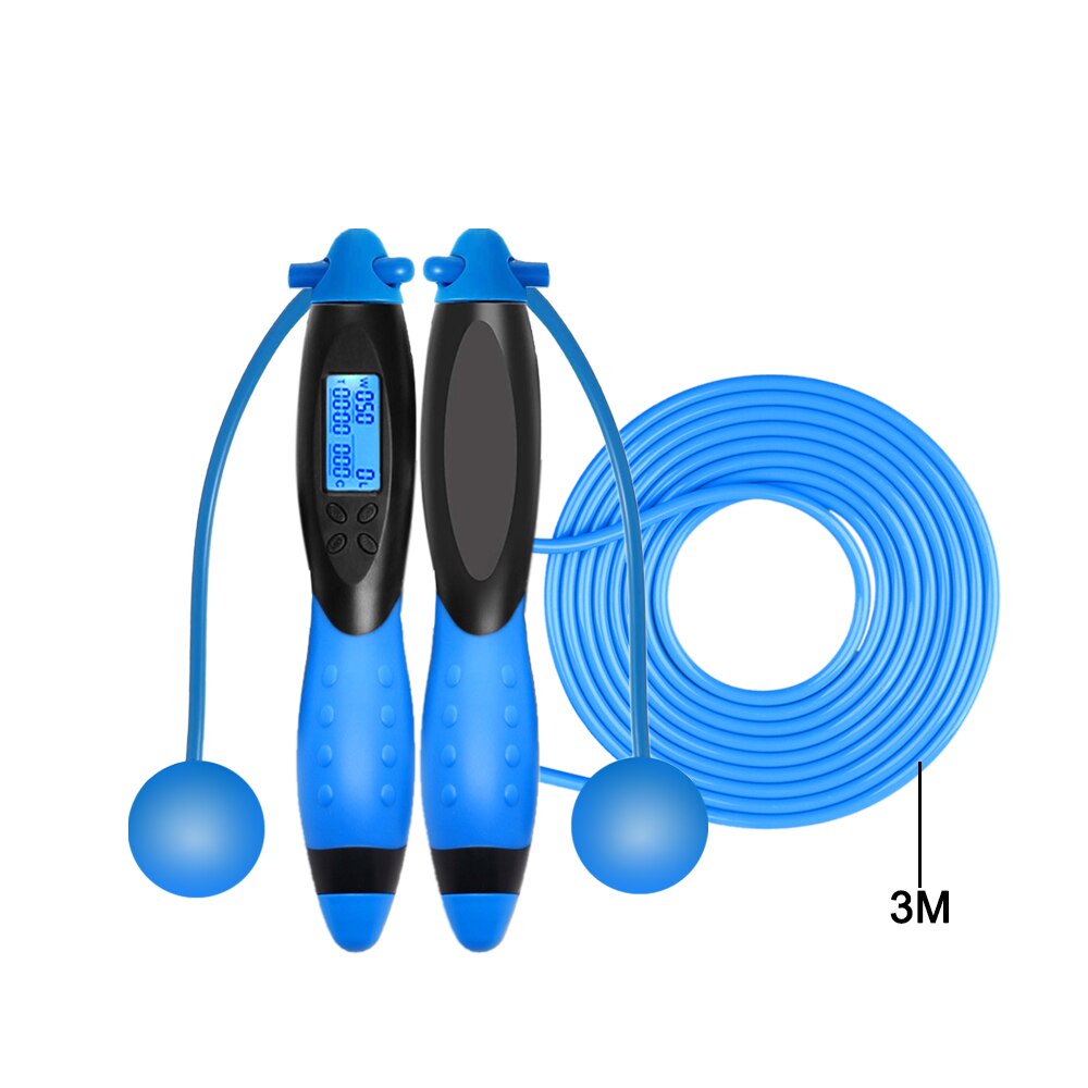 Smart Jump Rope with Digital Counter Crossrope Jump Rope Fitness Sport Skipping Ropes with Anti-Slip Hand Grip and LCD Screen: Blue