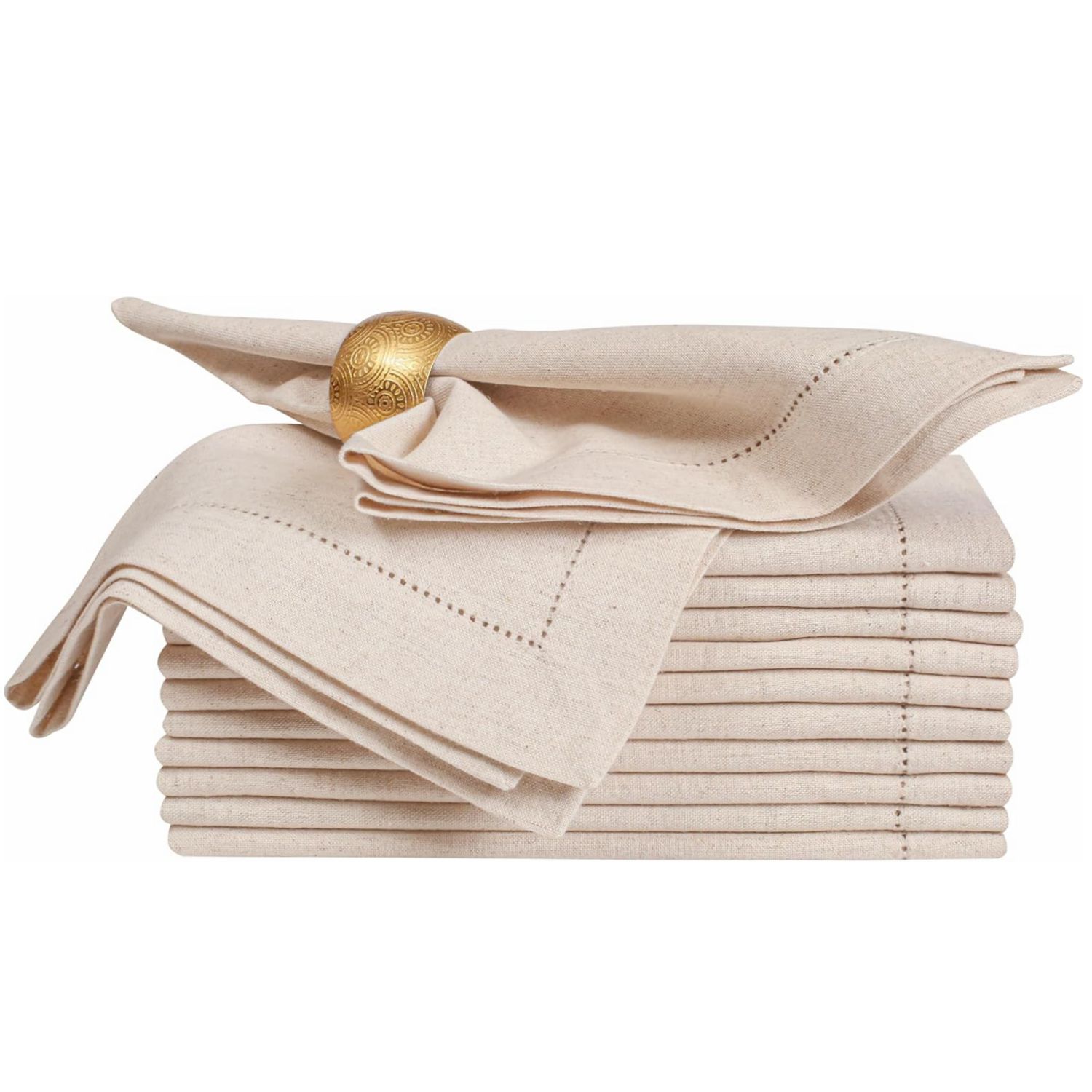 6er-Set Servietten aus Leinen mit Saumnaht, Weihnachts-Stoffservietten, Naturfarben, Abendessen-Servietten, waschbare Flachs-Stoffserviette: Dark Khaki
