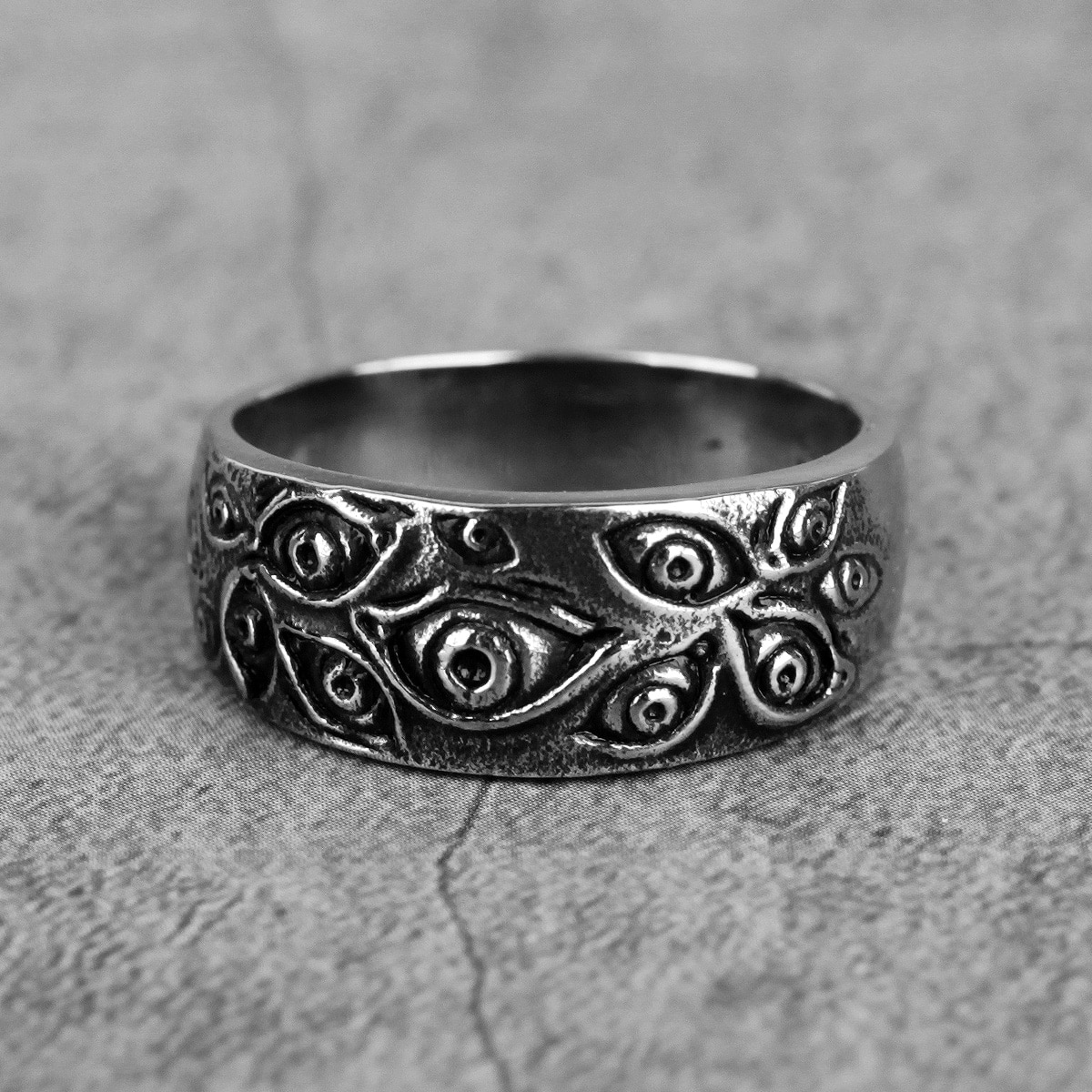 Stainless Steel Man Men Rings Punk Rock Hip Hop Demon Devil's Eyes Unique Personality for Biker Male Boy Jewelry