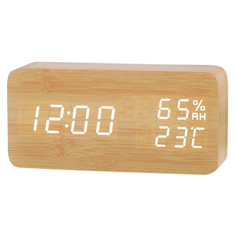 Multifunction Alarm Clock in Wood Digital Alarm Clock Prevent Being Late and Sleeping Home Decoration
