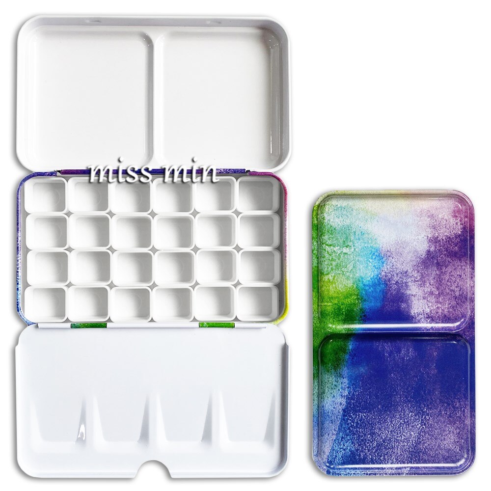 Portable Watercolor Paint Metal Empty Box Palette With 24 Grids Watercolor Paint Storage Tools Painting Art Supplies: Color 15 as picture