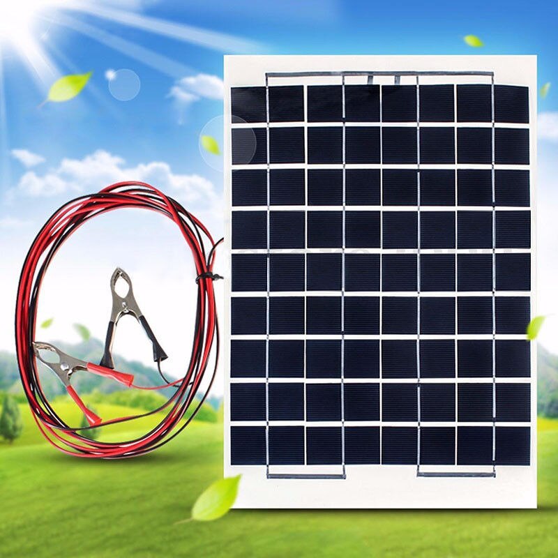 10W 12V Polykristallijne Energie Zonnepaneel Batterij Module + Alligator Clips + Kabel Voor Solar Water Pompen Elektrische fans