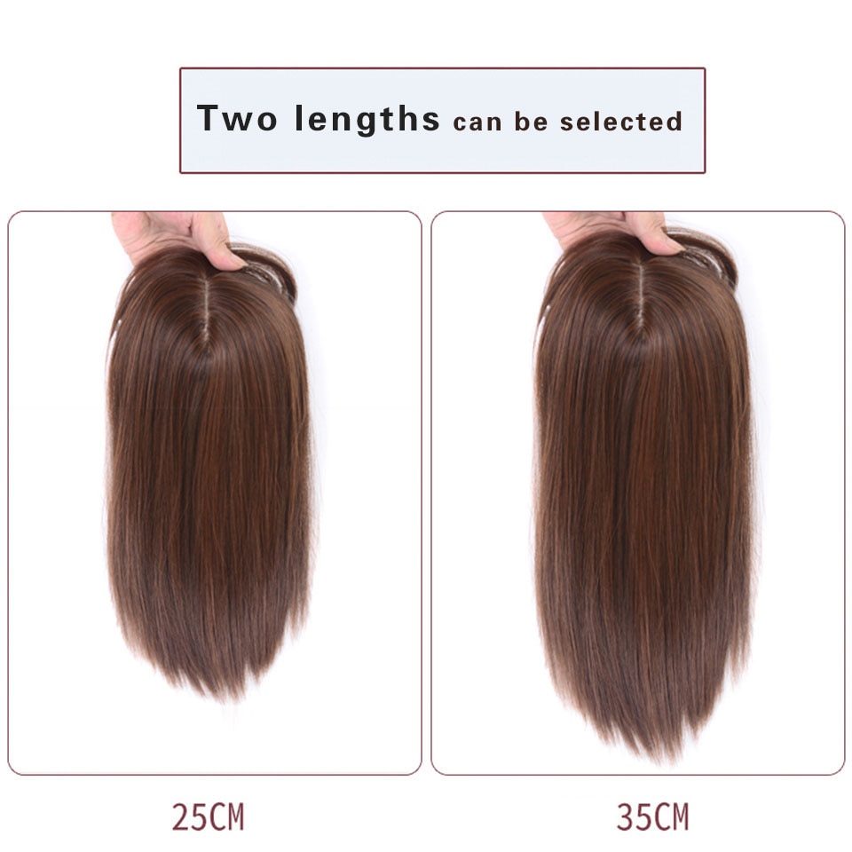 AILIADE Women 2 Clips In One Piece Hair Extension Long Straight Hair Extension Synthetic Topper Hair Piece With Bangs