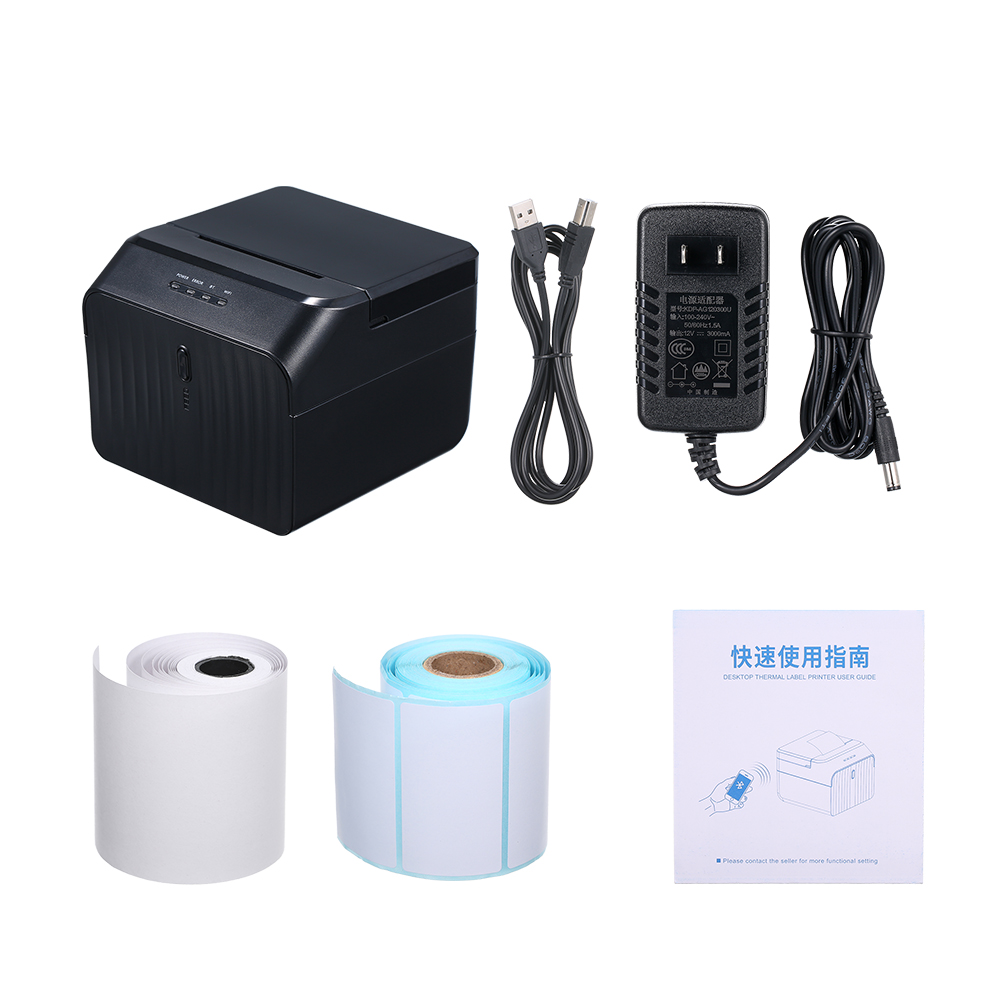 BT Label Printer USB Thermal Receipt Printers Qr Code Barcode Sticker Adhesive Label Printer 58mm EU UK US Plug