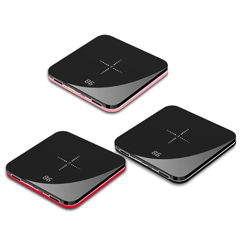 Ultra Dunne Mini Draagbare Power Bank 8000Mah Qi Draadloze Oplader Voor Xiaomi Mi Iphone Snelle Opladen Externe Batterij Powerbank