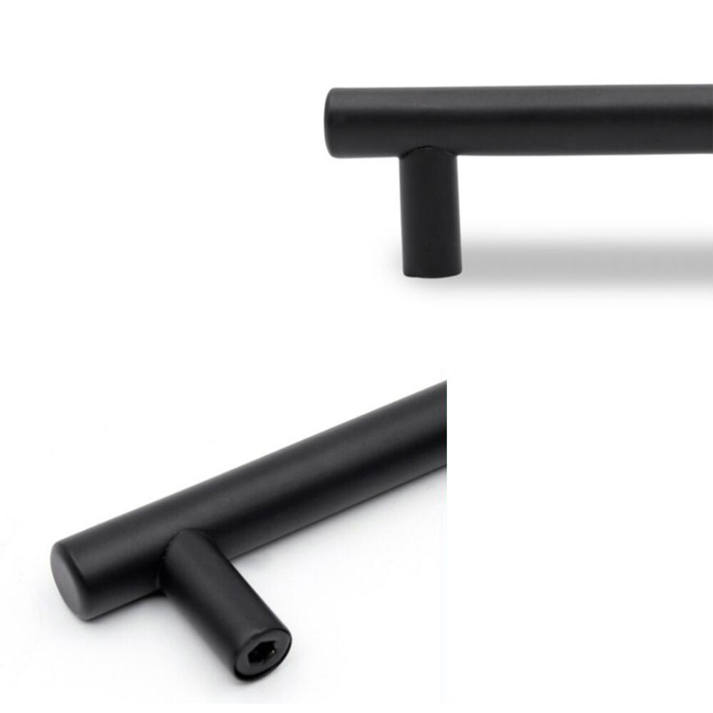 5 pcs Black Cupboard Knobs Stainless Steel Durable Door Handle for Drawer