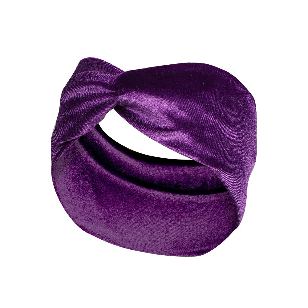 Bandeau en velours doré, couleur unie brillante, nœud croisé polyvalent, accessoires de cheveux pour femmes, Turban large pour dames: PU