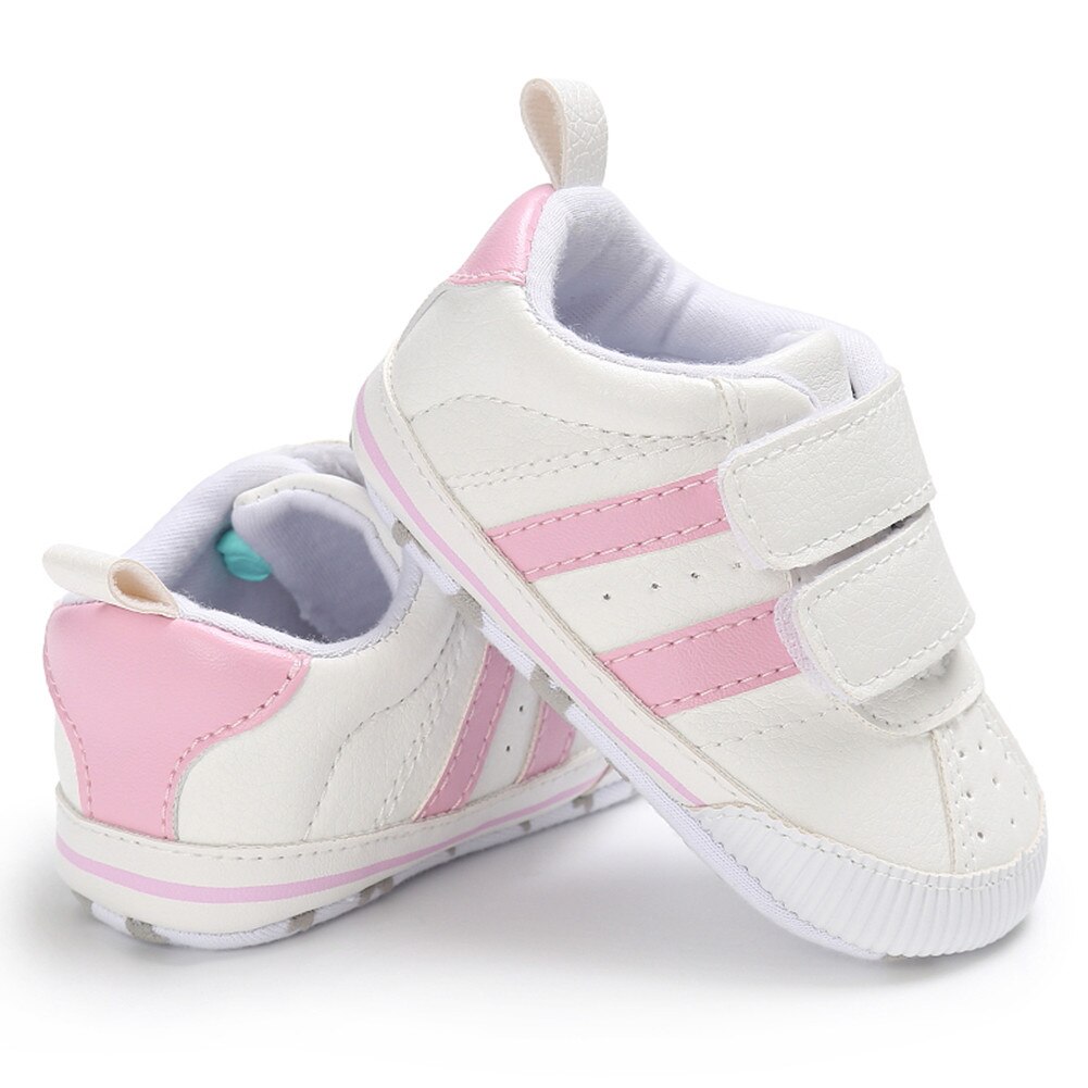 Babysko baby nyfødt spædbarn sko blød sål krybbe sko afslappede sneakers 0-18m: F / 0-6 måneder