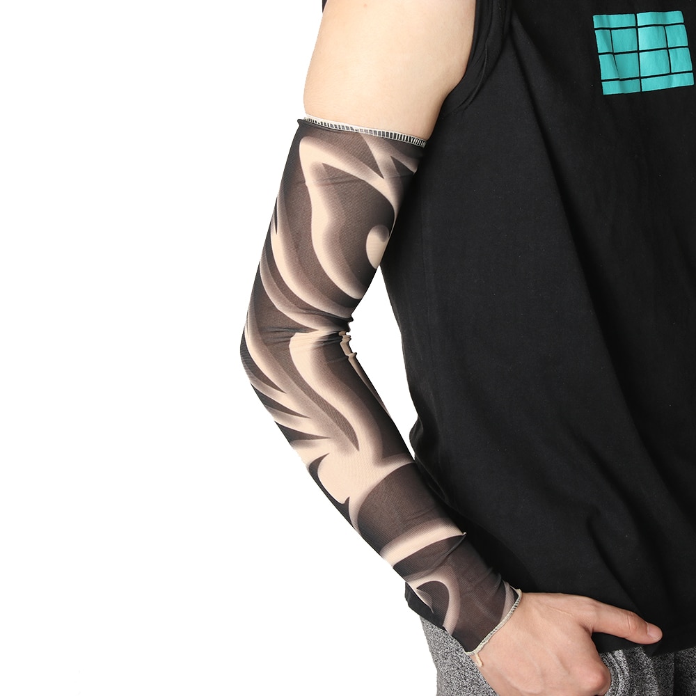 Tattoo Sleeve Arm Warmers Summer Print Mangas For Man Sleeve Seamless Summer Tattoo Stitched Outdoor Woman Riding Sleeve