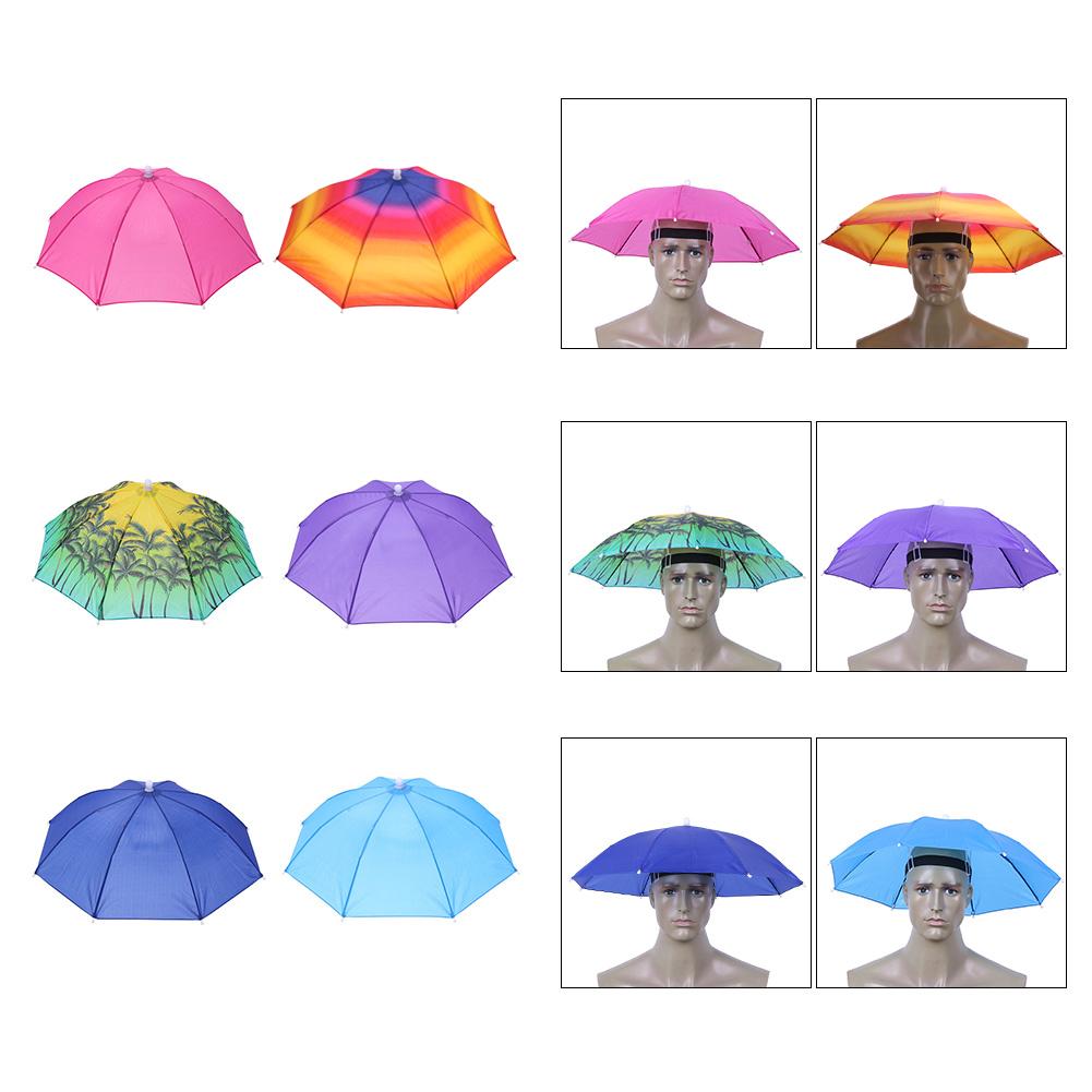 Sombrilla para la cabeza 55CM, gorro de pesca plegable Anti-UV, paraguas de pesca al aire libre Anti-UV, sombrilla para acampar y hacer senderismo y acampada